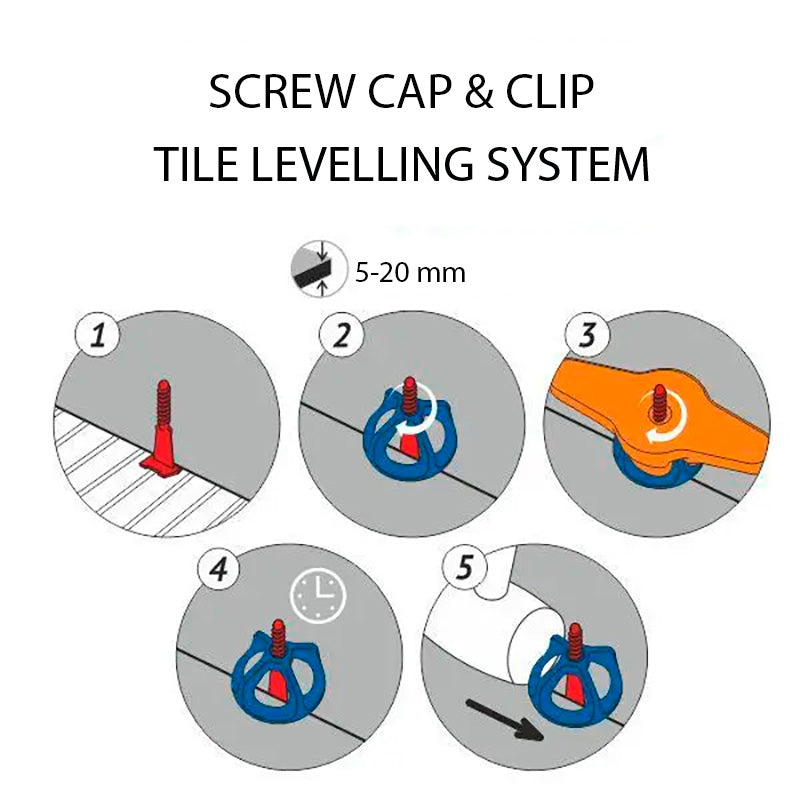 Screw Cap & Clip Tile Levelling System. Clips (500 Pcs)