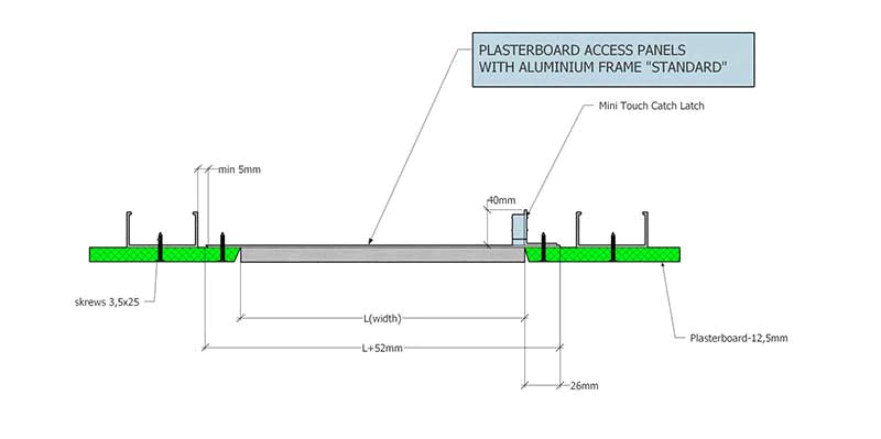 Plasterboard Access Panels with Aluminium Frame Standard